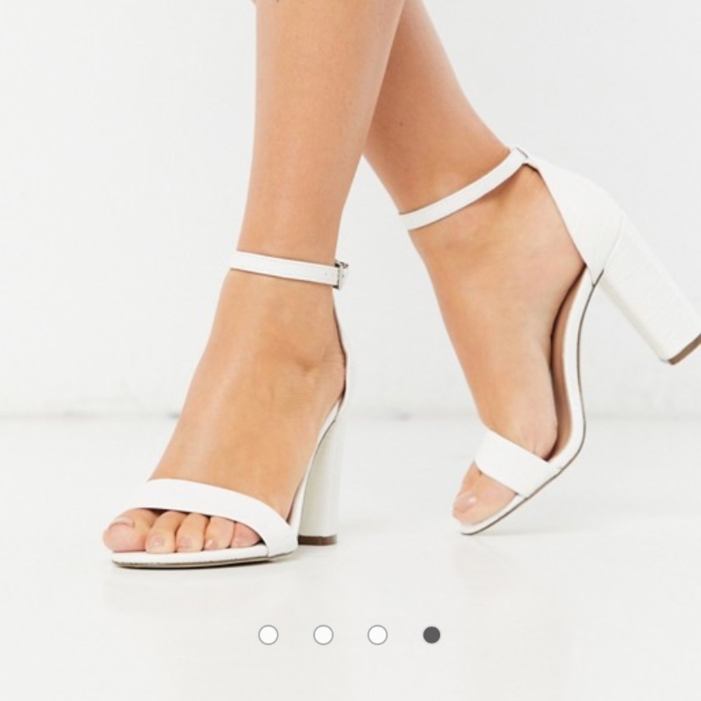 ALDO Tayvia white ankle strap block heels